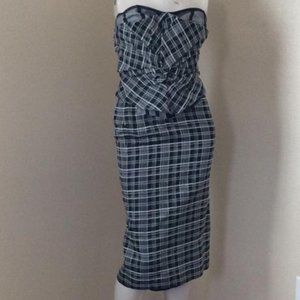 Antonio Berardi Plaid Strapless Dress
